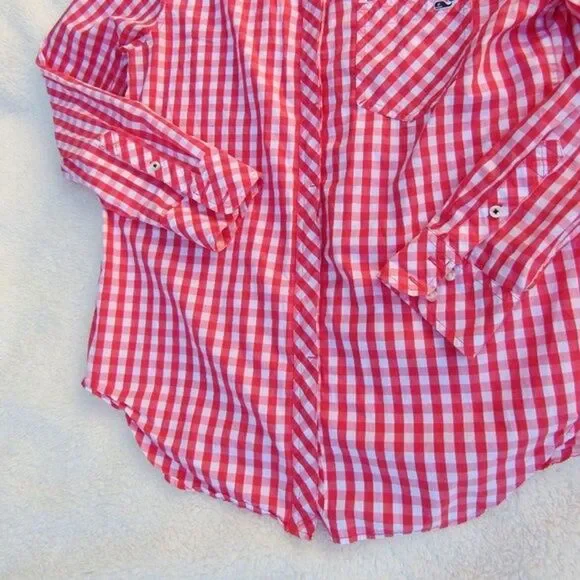 Vineyard Vines Gingham Button Up Shirt Relaxed Seabreeze Size 8 Style: 2W2080 - Picture 8 of 16
